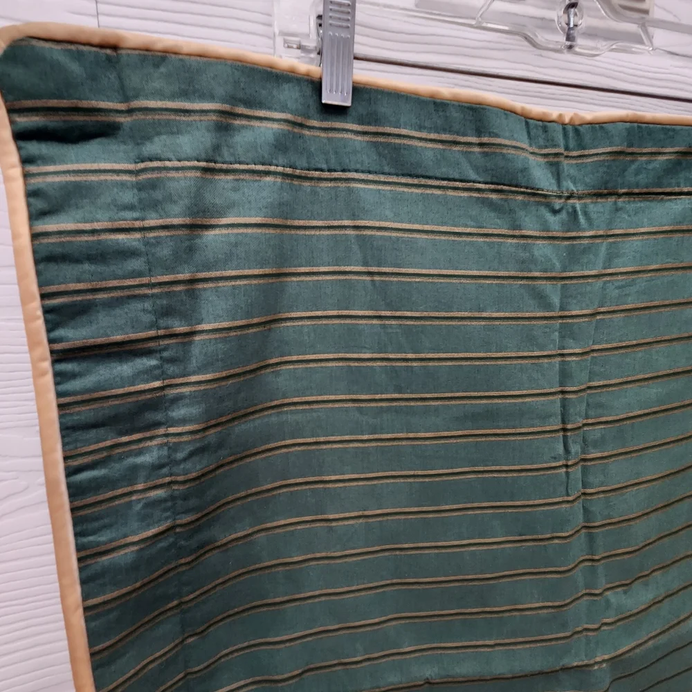 VTG ROYAL SATEEN BY 1989 KITAN 2 KING PILLOW SHAMS HUNTER GREEN GOLD STRIPED